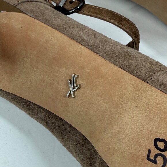 Kenneth Cole Platform Heels T-Strap Taupe Suede Peep Toe Heel Size 8.5 - Picture 5 of 14